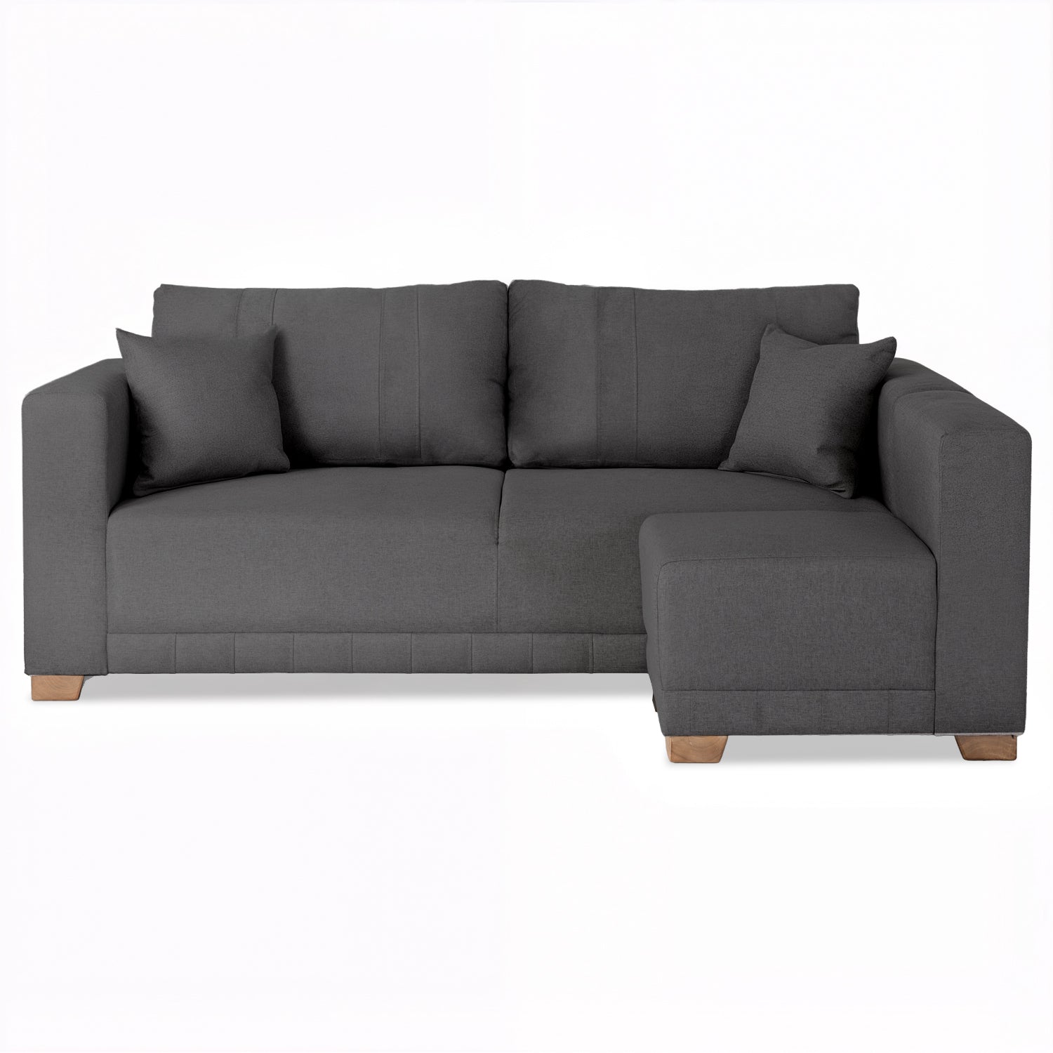 Combo Sala Funcional Andora Lino Kazan Plomo, Natural Bd + Comedor 4 Puestos Dousty Gris, Natural