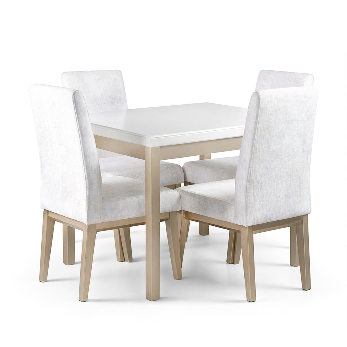 Combo Sala Rinconera Noah Estocolmo Blanco, Champaña + Comedor 4 Puestos Walcot Estocolmo Blanco, Champaña 4 Sillas