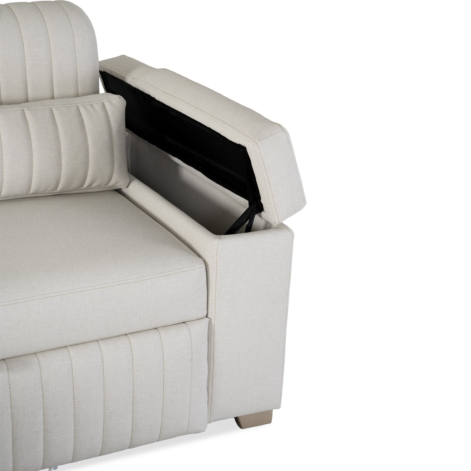 Combo Sala Cama Robi Blanco Puro Orientación Izquierda + Centro Entretenimiento Logan Offwhite, Champaña