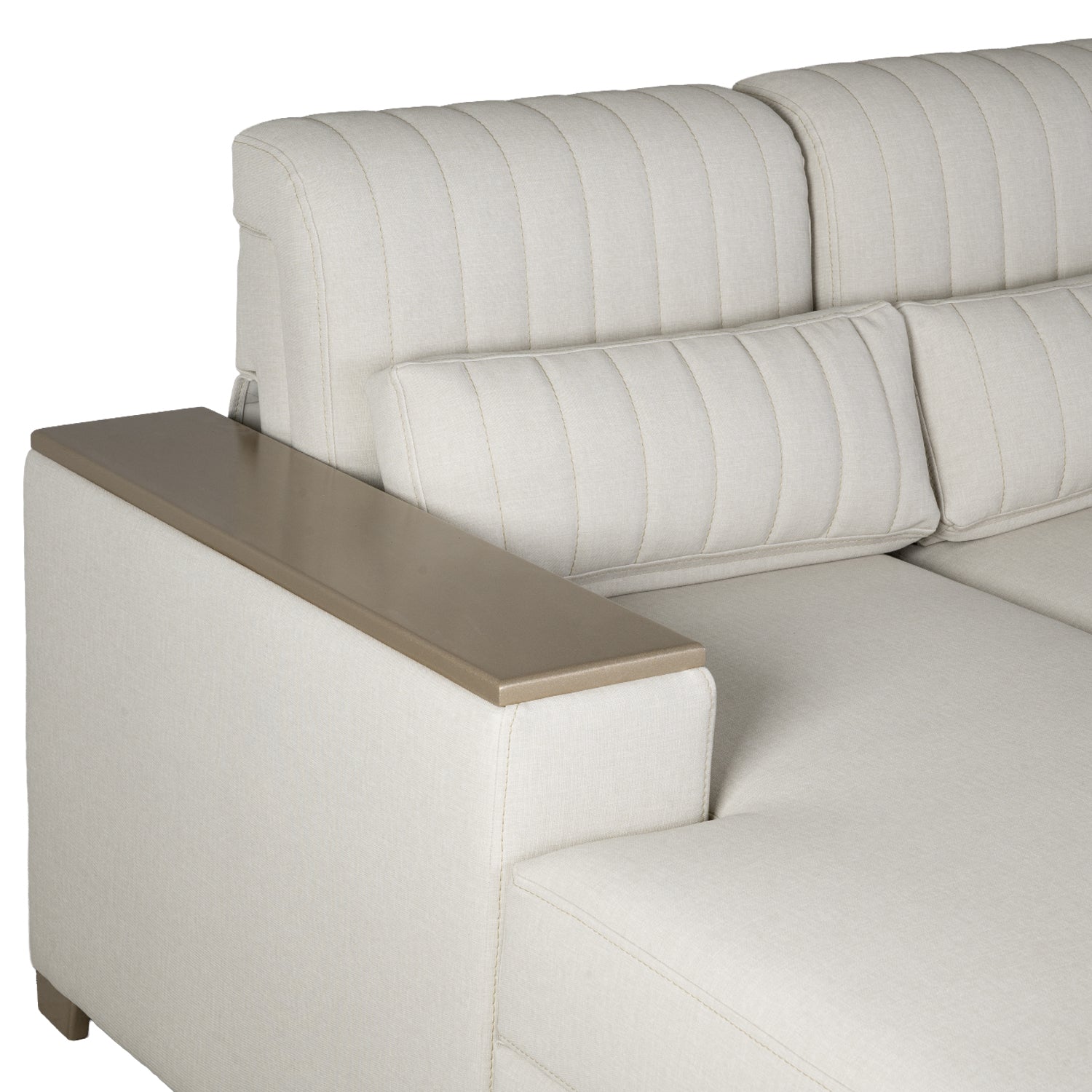 Combo Sala Cama Robi Blanco Puro Orientación Izquierda + Centro Entretenimiento Logan Offwhite, Champaña