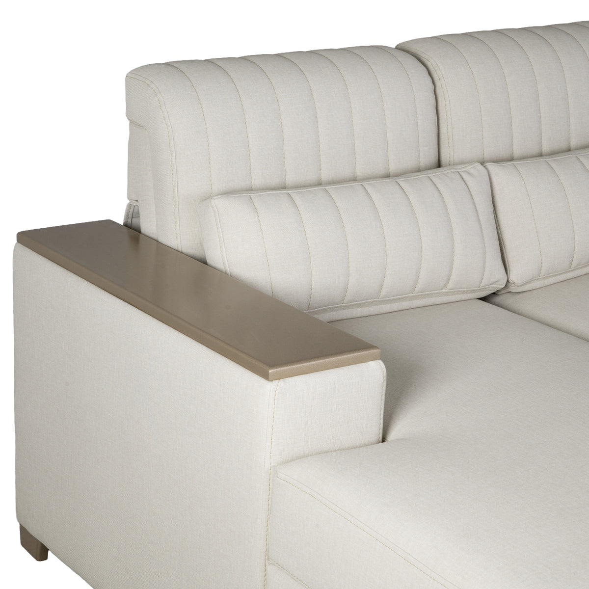Combo Sala Cama Robi Blanco Puro Orientación Izquierda + Centro Entretenimiento Logan Offwhite, Champaña