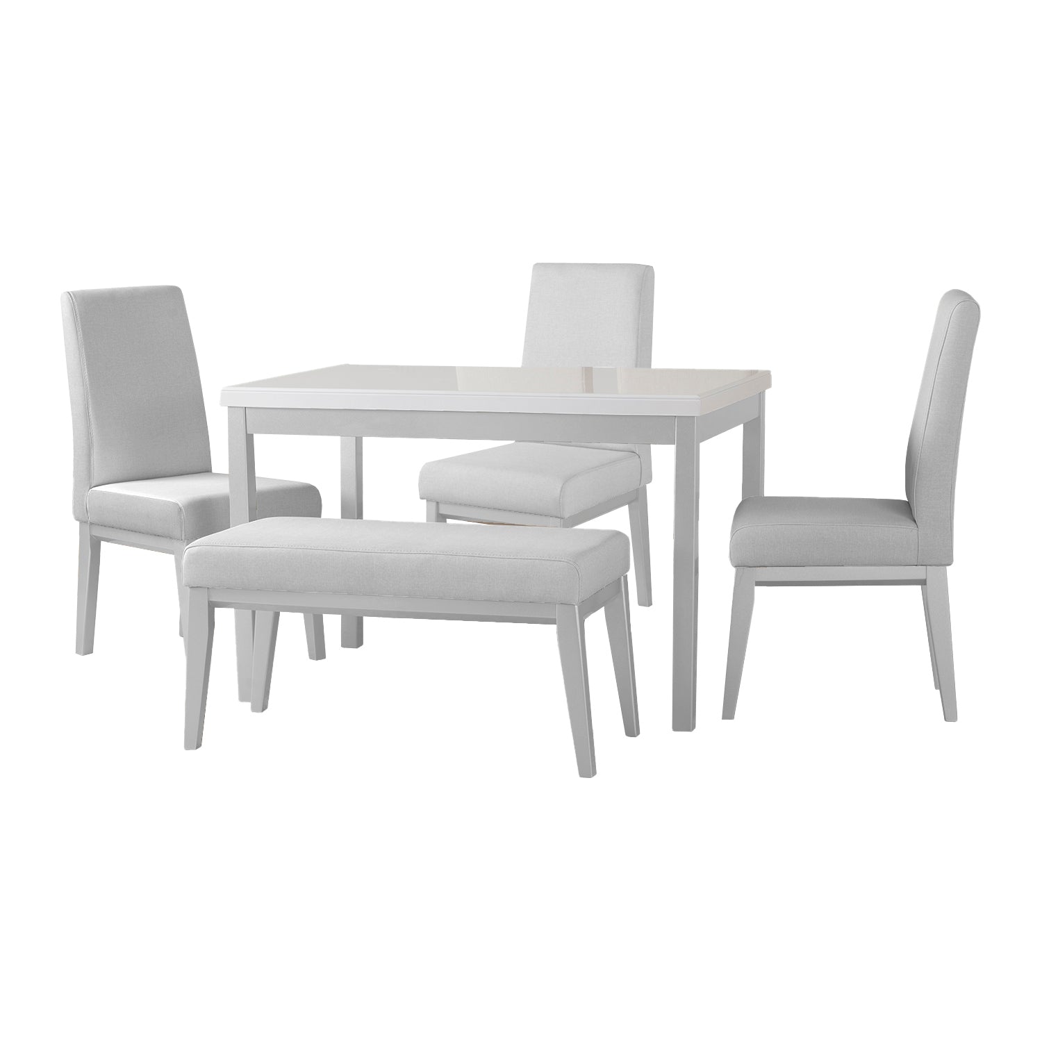 Combo Sala Modular Barton Gaira, Plata + Comedor 4 Puestos Walcot Plata 3Sillas y Butaco