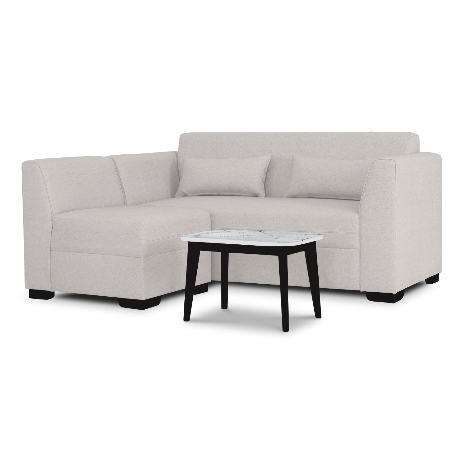 Combo Sala Funcional Dalton Impetu Beige, Negro + Comedor 4 Puestos Dalton Impetu Beige, Negro y Marmol