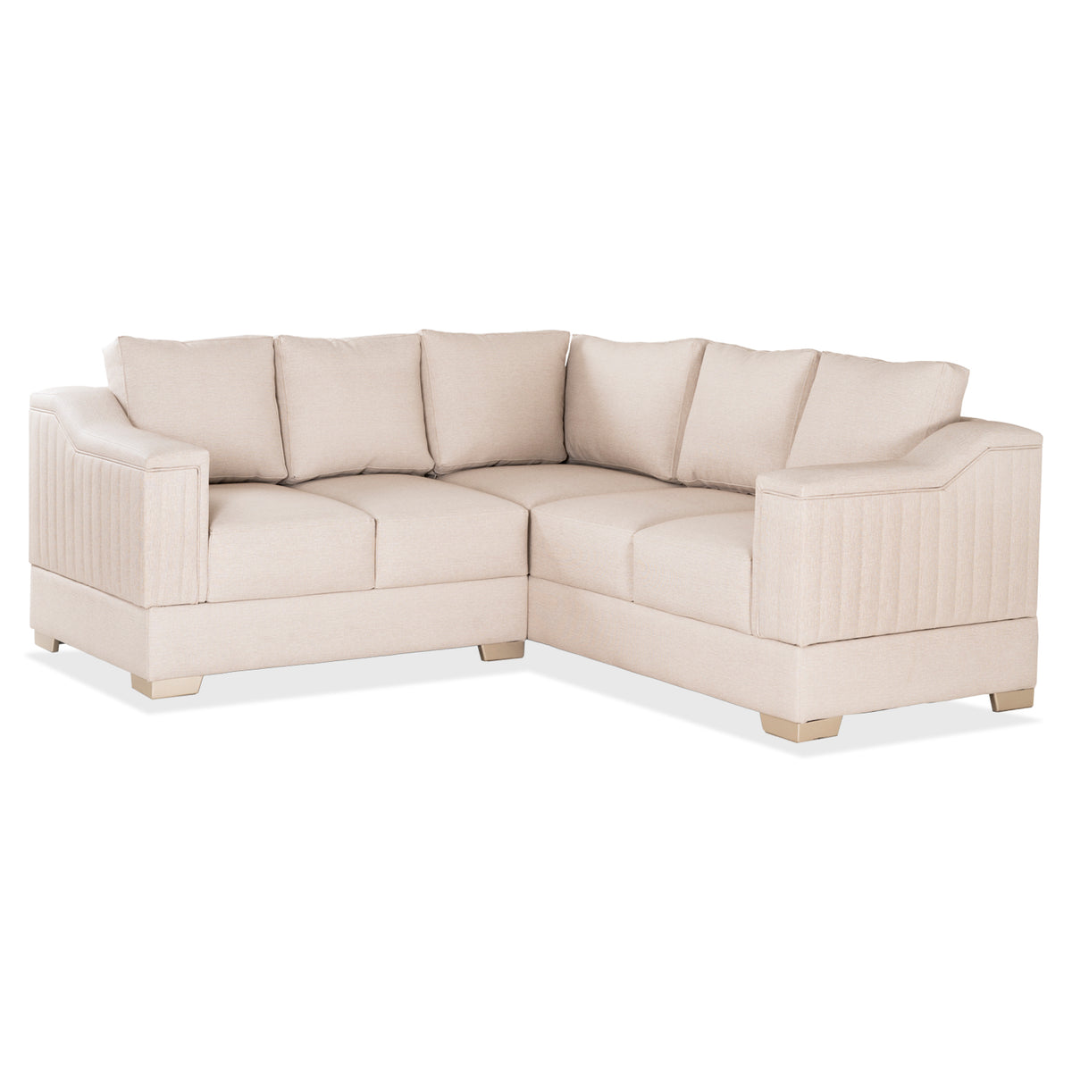 Combo Sala Rinconera Montier Beige, Champaña + Comedor 4 Puestos Cannes Eurolino Marfil, Champaña