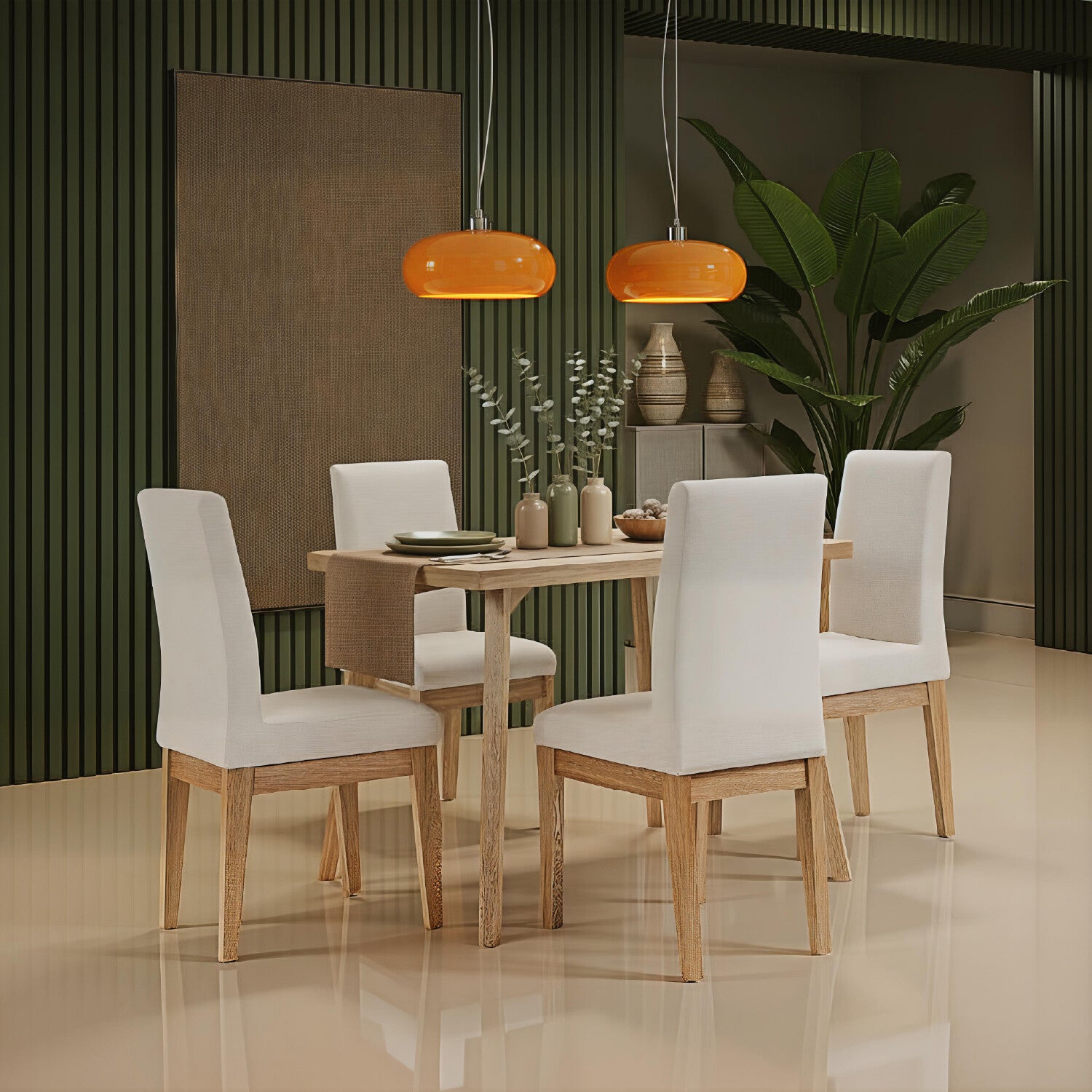 Combo Salacama Robi Marbella Marfil, Natural Izquierdo + Comedor 4 Puestos Cannes Marfil, Natural
