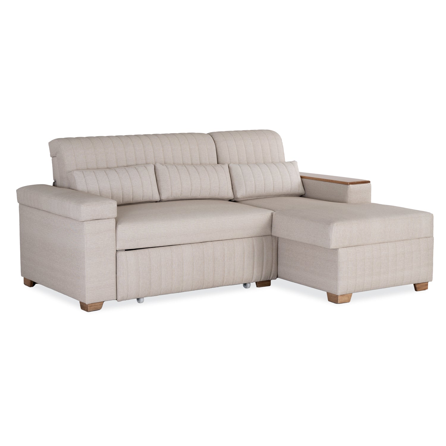 Combo Salacama Robi Marbella Marfil, Natural Derecha + Comedor 4 Puestos Cannes Marfil, Natural