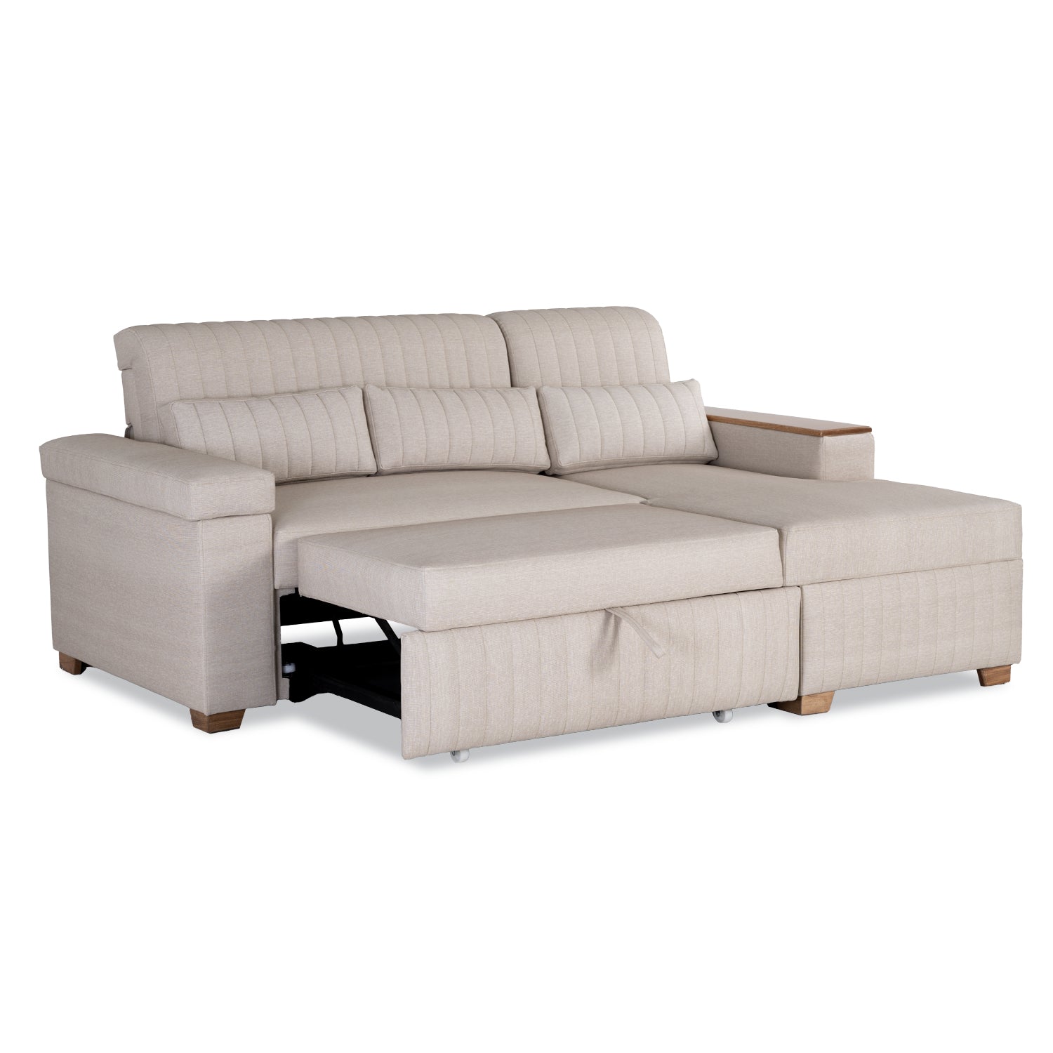 Combo Salacama Robi Marbella Marfil, Natural Derecha + Comedor 4 Puestos Cannes Marfil, Natural