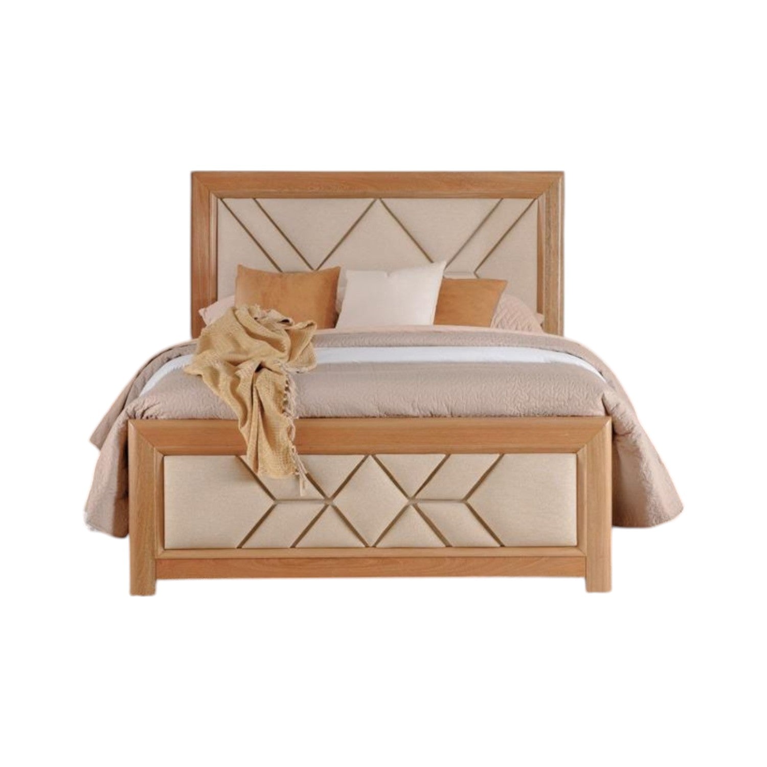 Combo Cama Queen Marriot Beige, Natural + Colchón Lexus Deluxe Pillow Top