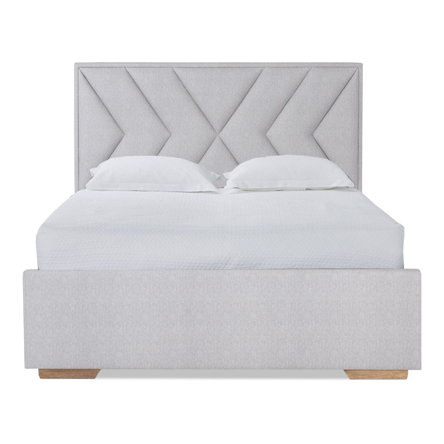 Combo Cama Doble Vallarta Eurolino Gris, Natural + Colchon Lexus Deluxe Pt + Nochero Broadway Natural Off White
