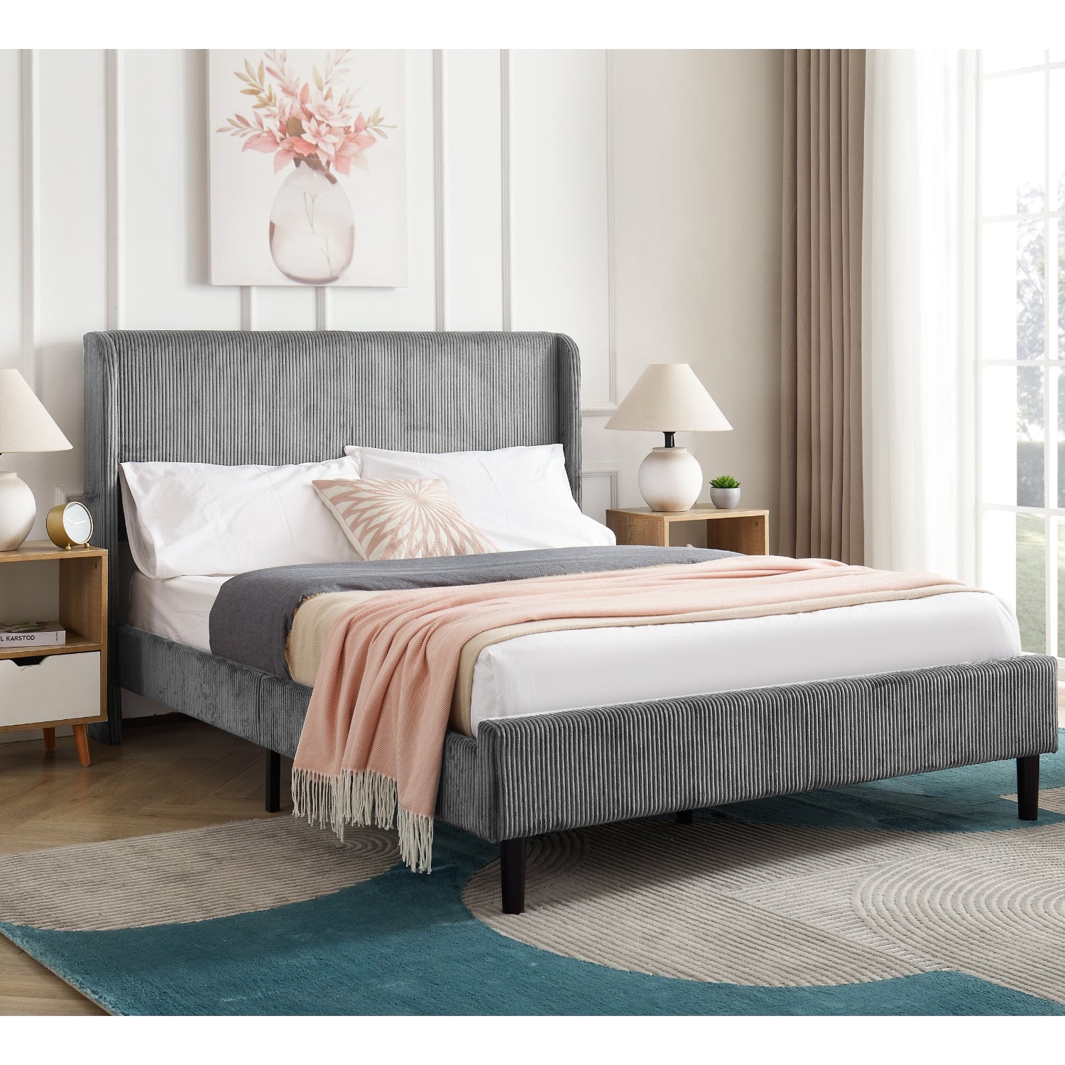 Combo Cama Doble Alicante Taupe + Colchón Valencia Pillow Top