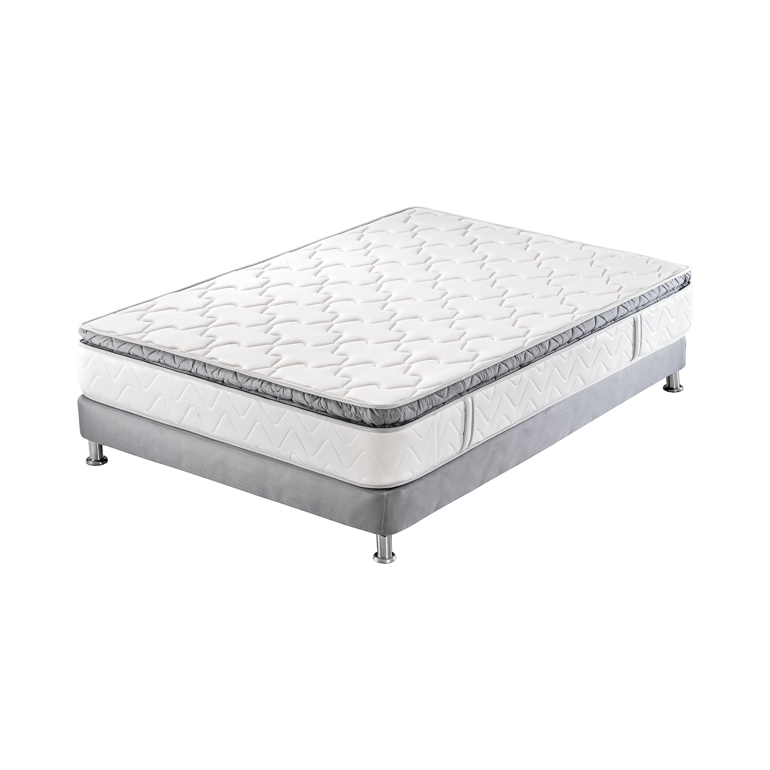 Combo Cama Doble Alicante Taupe + Colchón Valencia Pillow Top