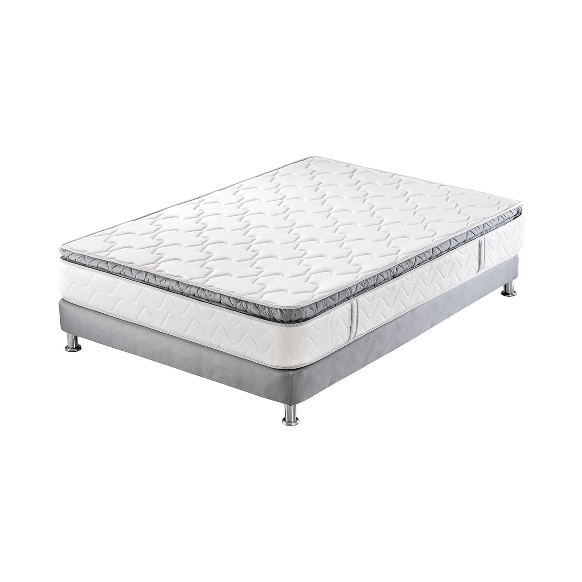Combo Cama Doble Alicante Taupe + Colchón Valencia Pillow Top
