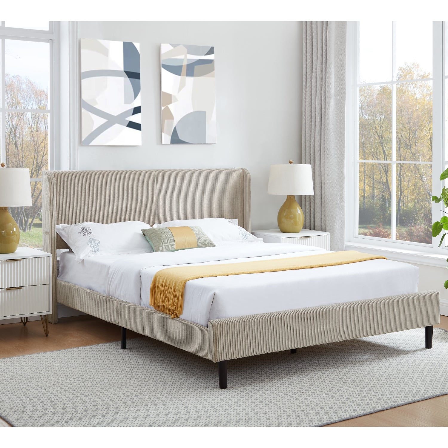 Combo Cama Doble Alicante Beige + Colchón Valencia Pillow Top
