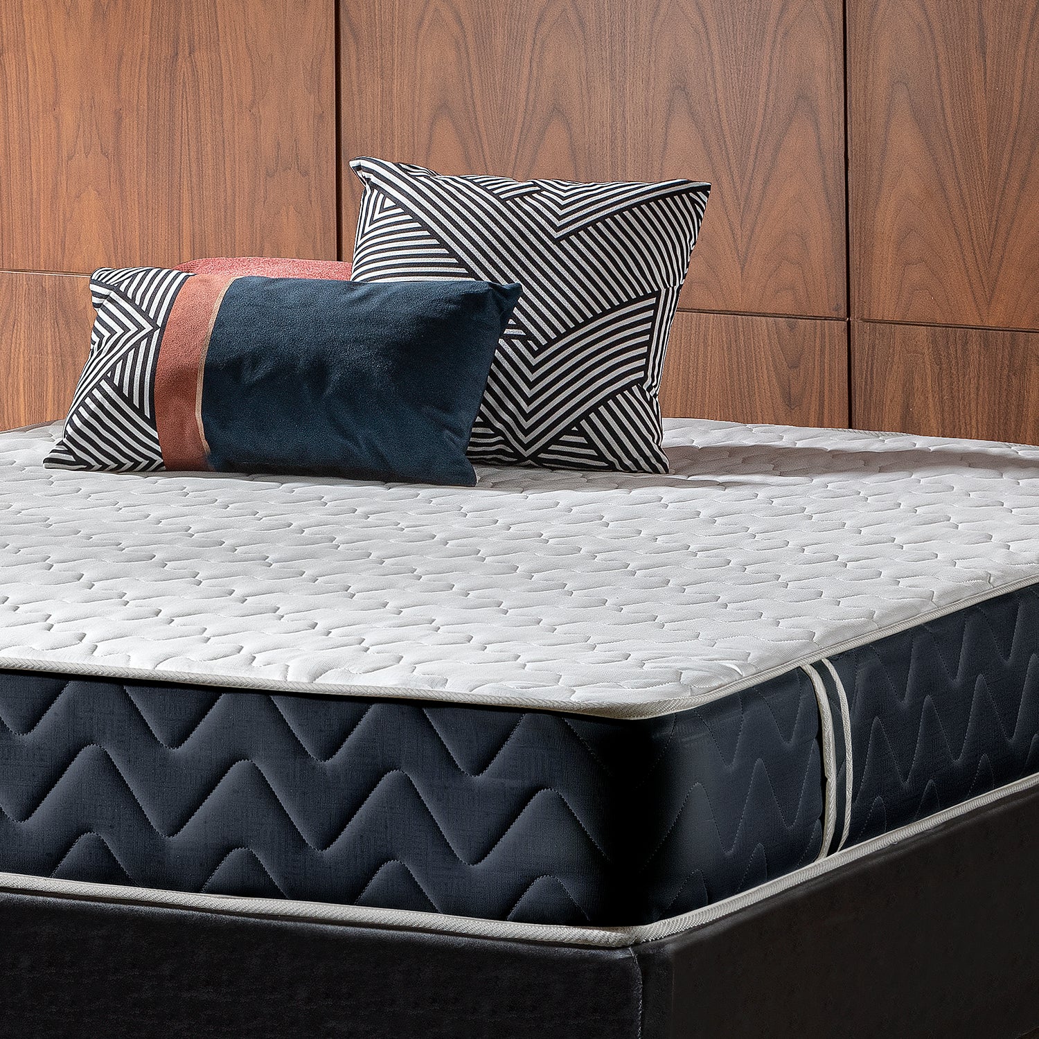 Combo Cama Doble Tokyo Gris, Natural + Colchón Valencia New Ortopédico