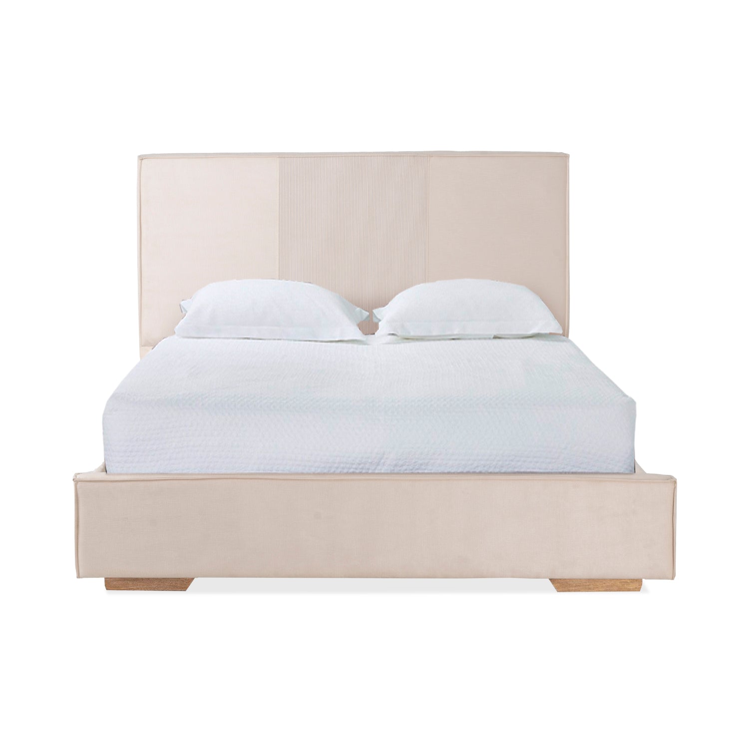 Combo Cama Doble Tokyo Beige, Natural + Colchón Valencia New Ortopédico