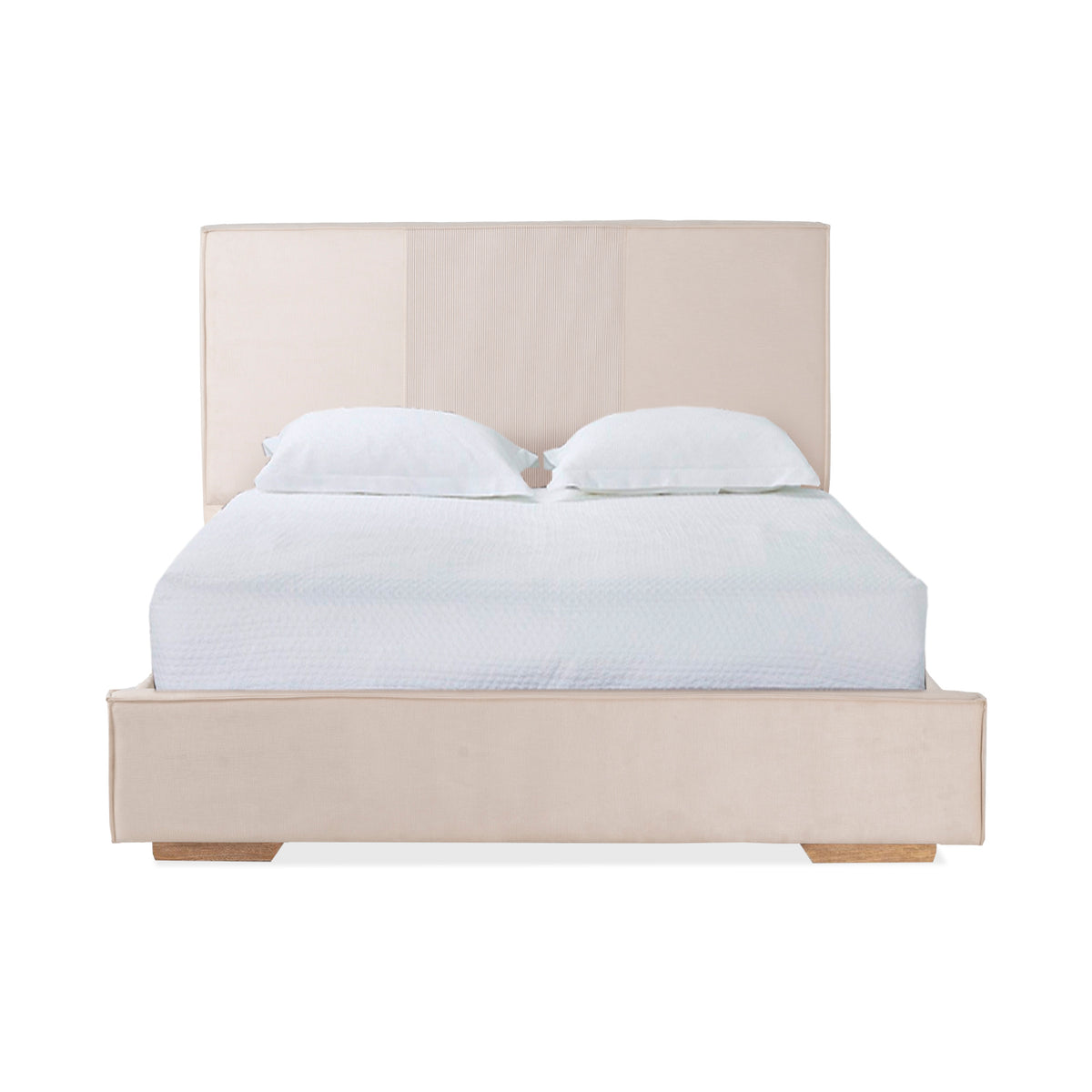 Combo Cama Doble Tokyo Beige, Natural + Colchón Valencia New Ortopédico