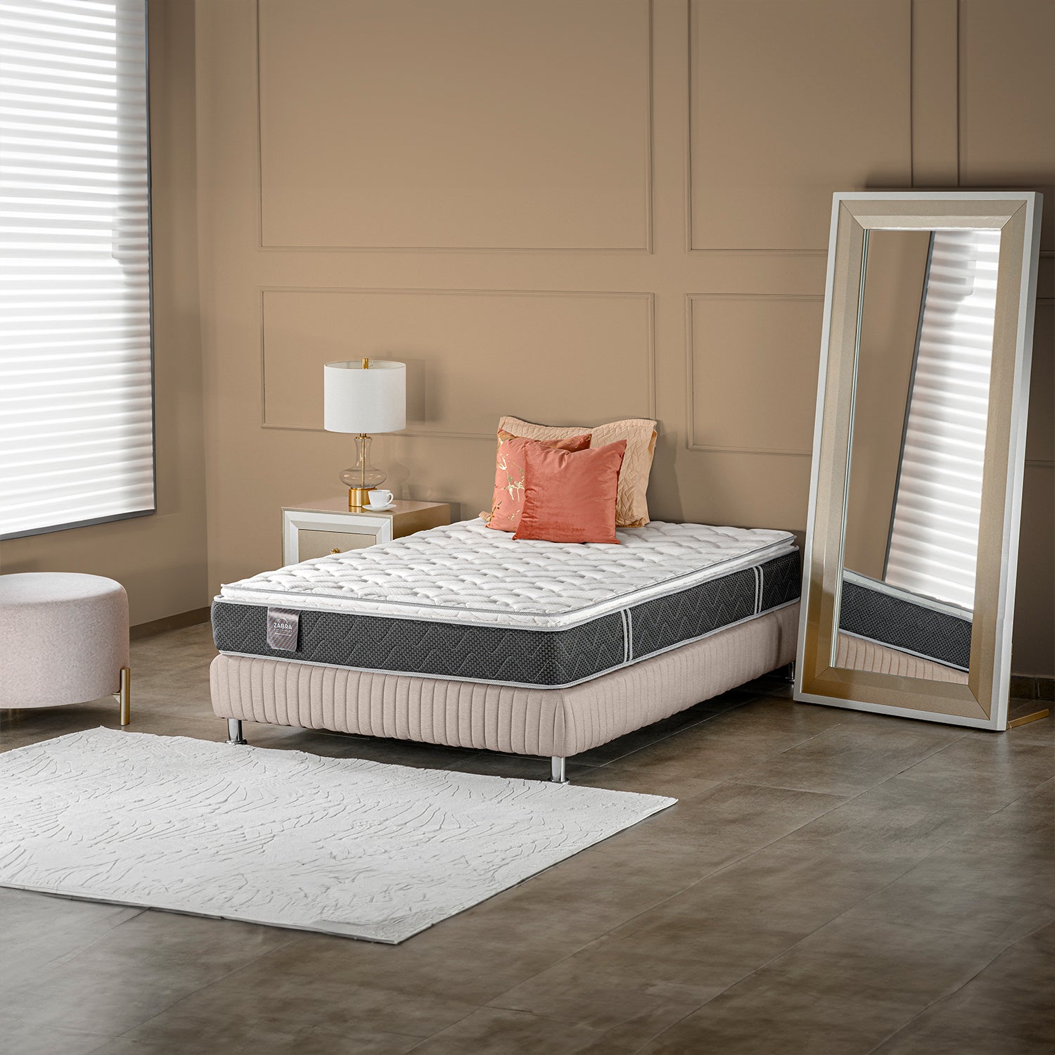 Combo Cama Doble Barcelona Gris + Colchón Berlin Pillow Top