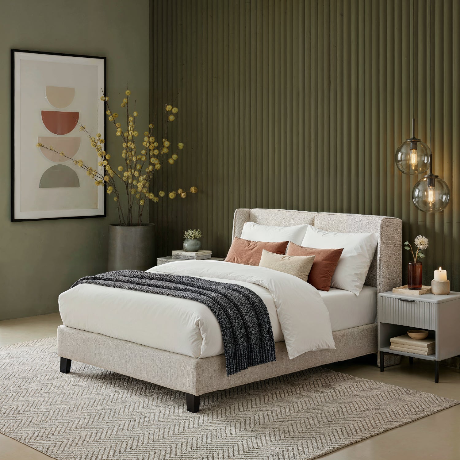 Combo Cama Doble Barcelona Beige + Colchón Berlin Pillow Top
