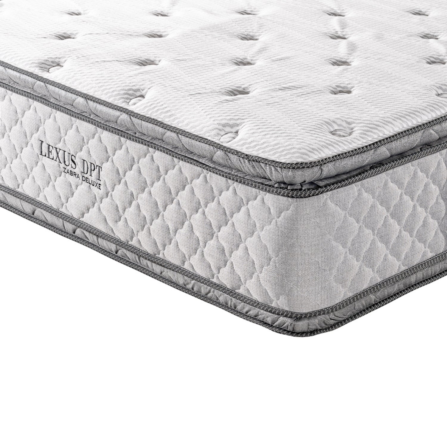 Combo Cama Queen Texas Beige, Off White, Champaña + Colchón Lexus Deluxe Doble Pillow Top