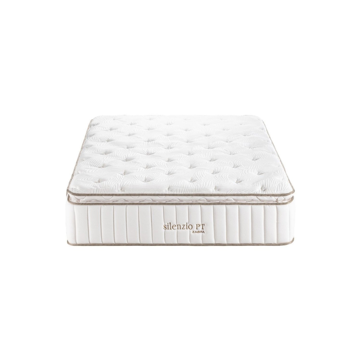 Combo Cama Doble Sabina Off White, Champaña, Beige + Colchón Silenzio Deluxe Pillow Top