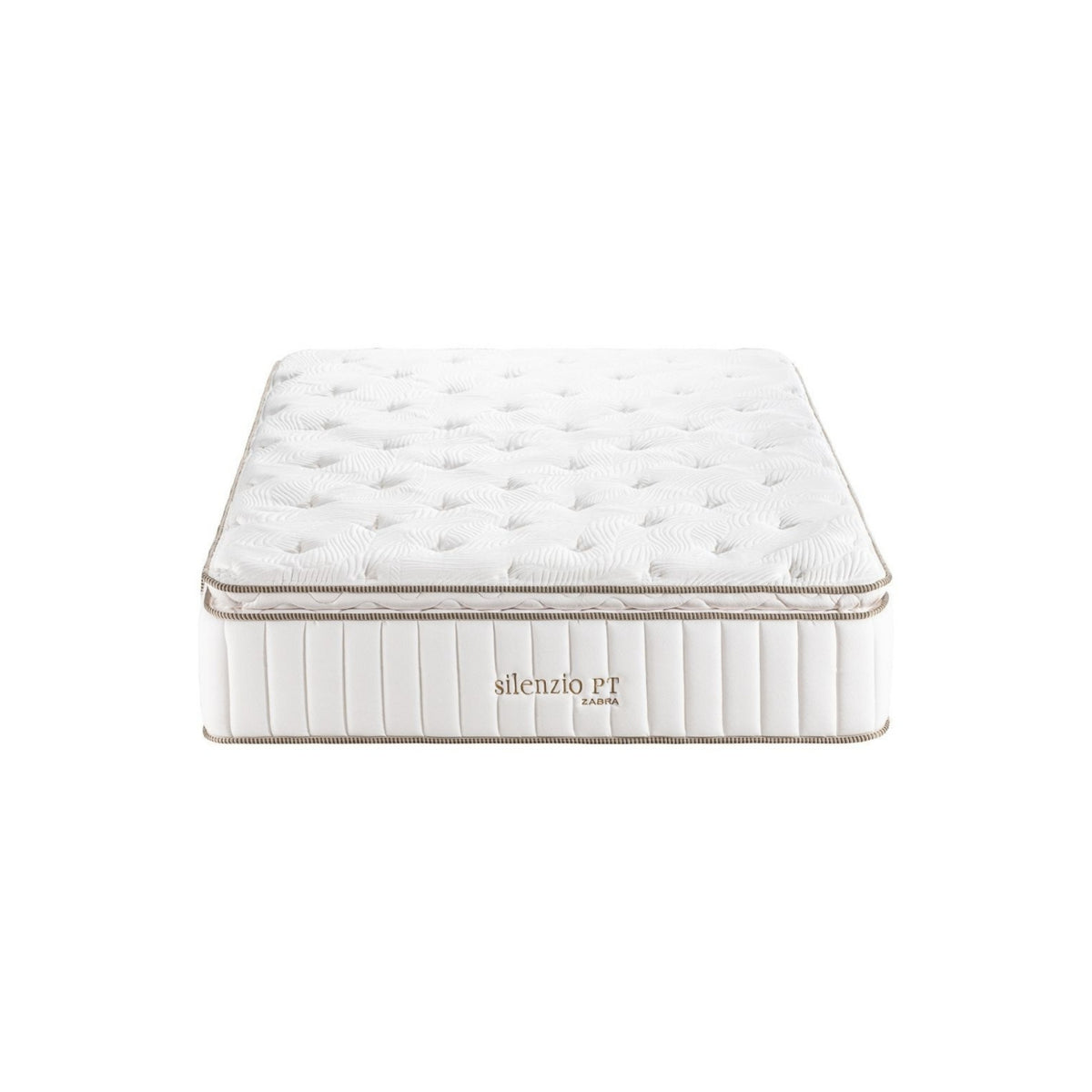 Combo Cama King Sabina Off White, Champaña, Beige + Colchón Silenzio Deluxe Pillow Top
