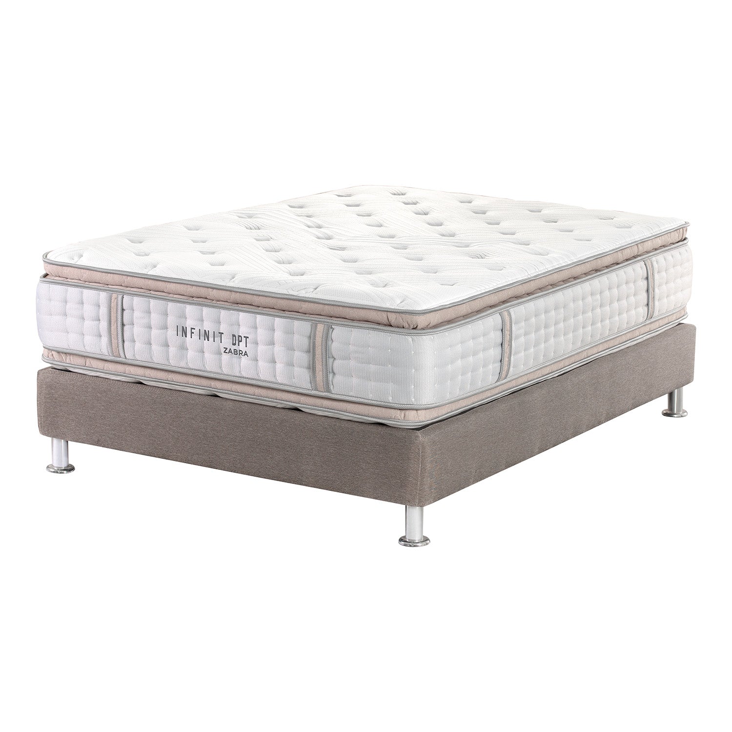 Combo Cama King Bulgari Eurolino Perla, Champaña + Colchón King Infinit Pillow Top