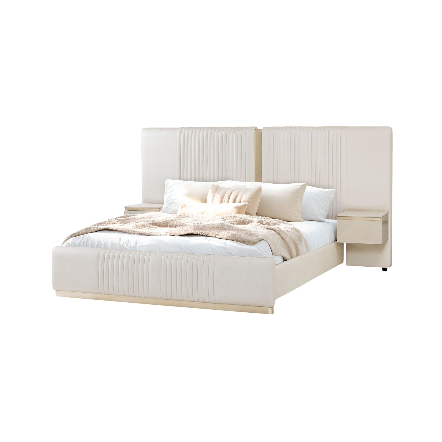 Combo Cama King Celestia Eurolino Perla, Champaña + Colchón King Infinit Pillow Top