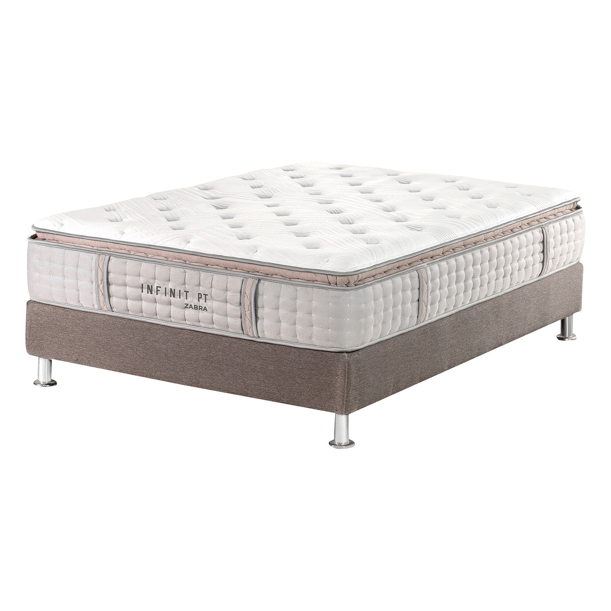 Combo Cama King Sevilla Eurolino Premier Perla, Champaña + Colchón Infinit Pillow Top