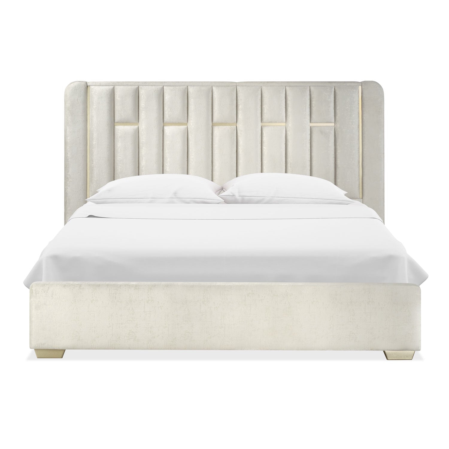 Combo Cama King Sevilla Velvet  Crudo, Champaña + Colchón Infinit Pillow Top