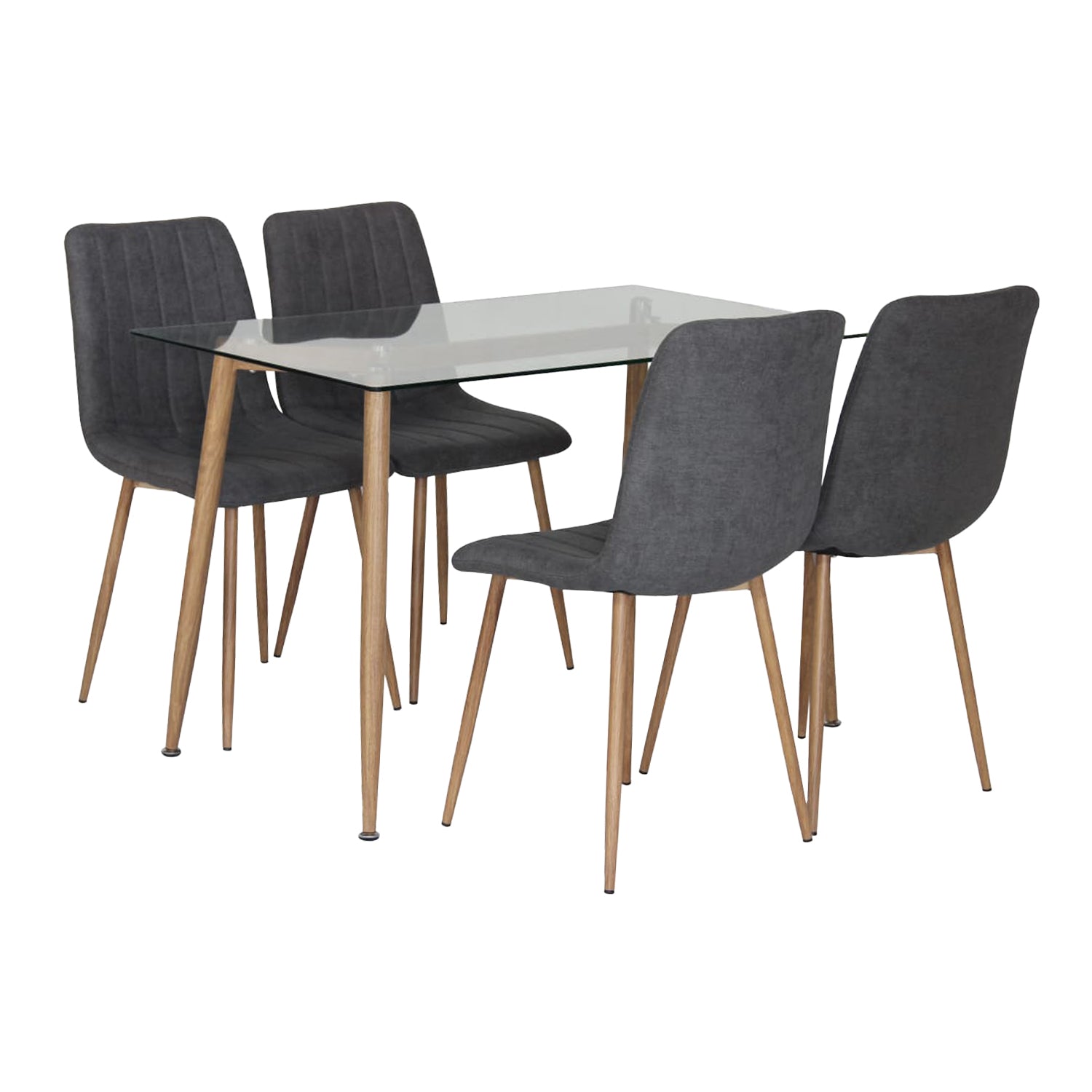 Comedor 4 Puestos Hodson Microfibra Gris, Natural