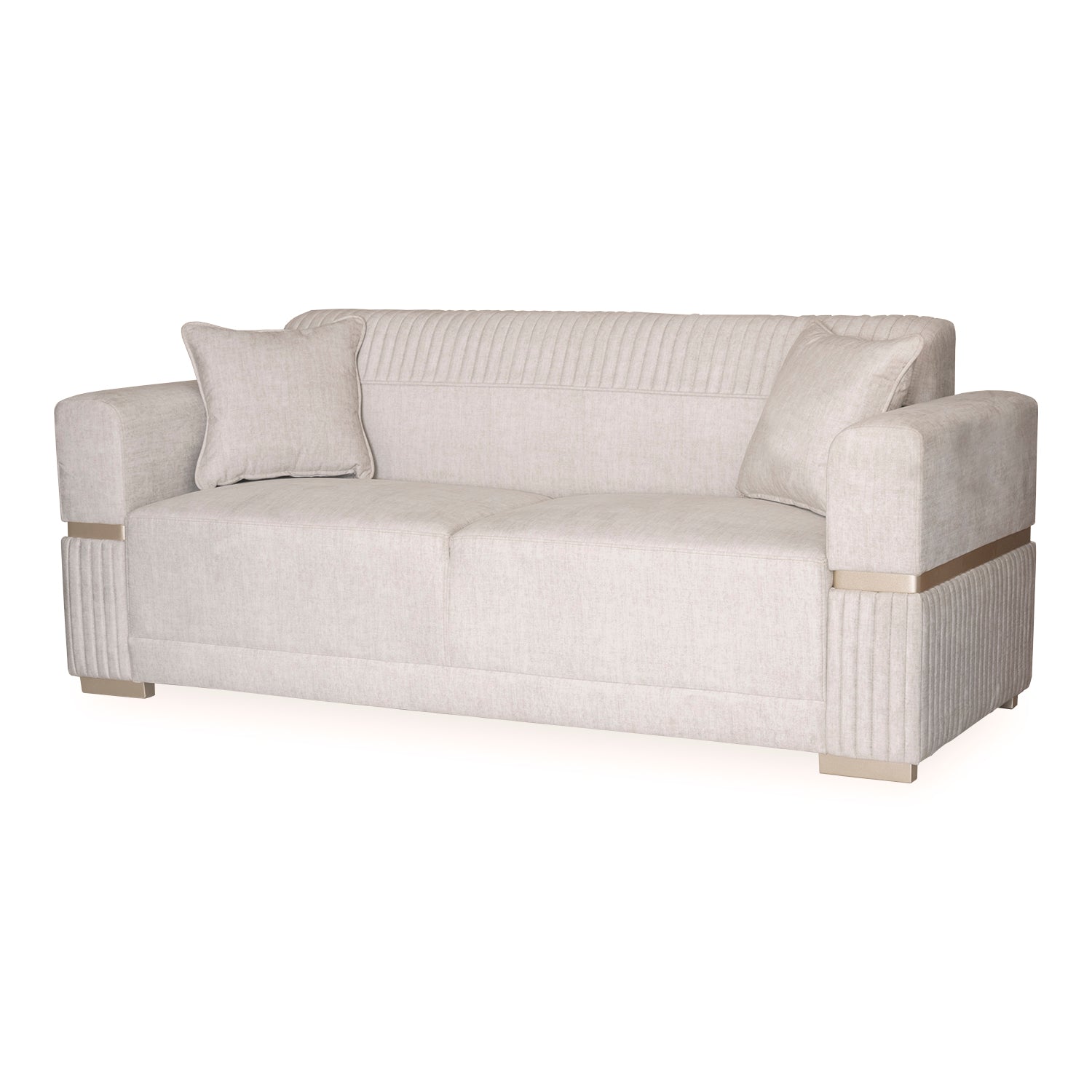 Sofá 3 Puestos Dhara Velvet Atlas Marmol, Champaña