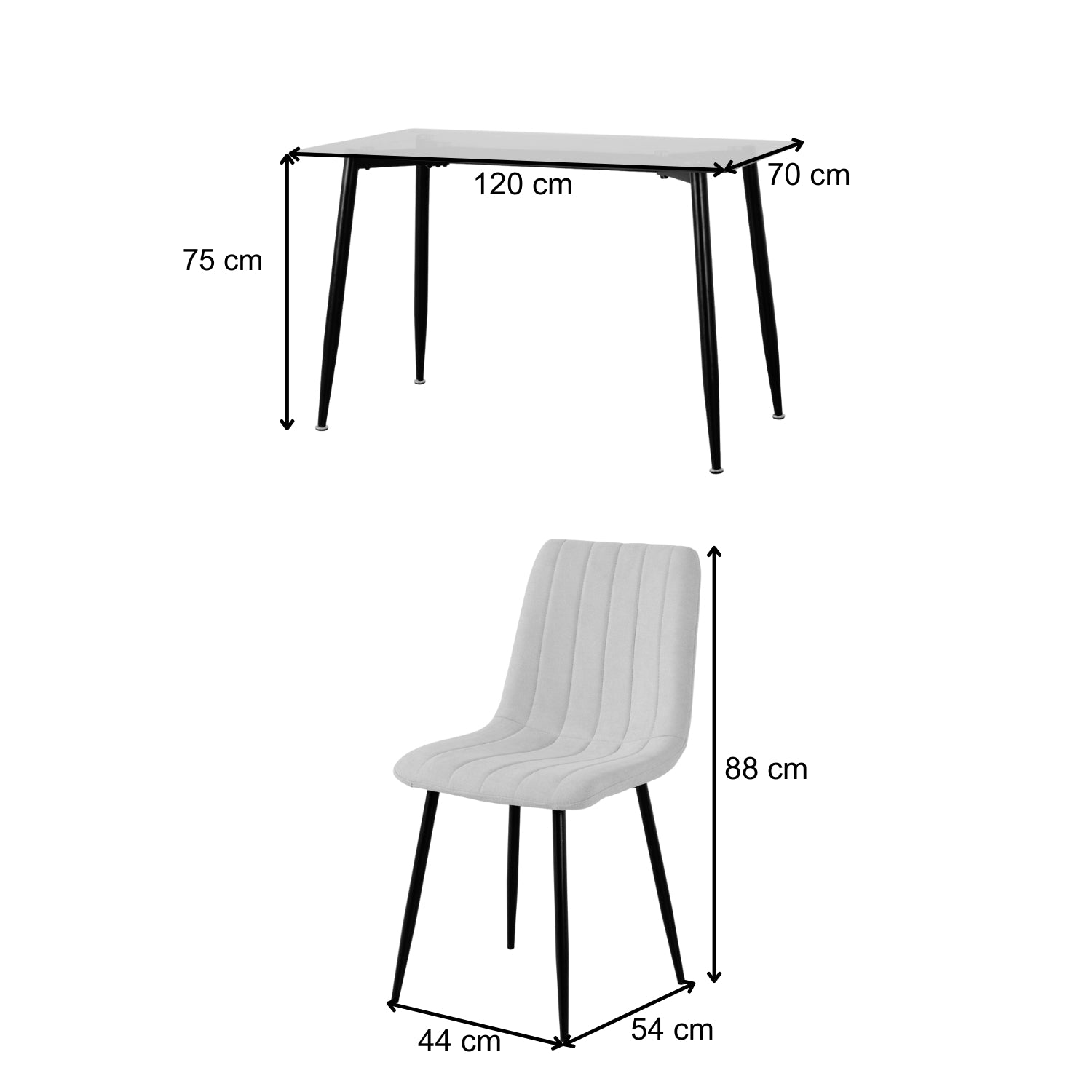 Comedor 4 Puestos Hodson Microfibra Beige, Negro