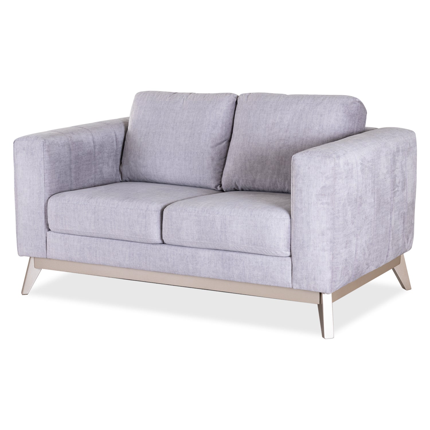 Sofá 2 Puestos Line Velvet Atlas Gris, Champaña