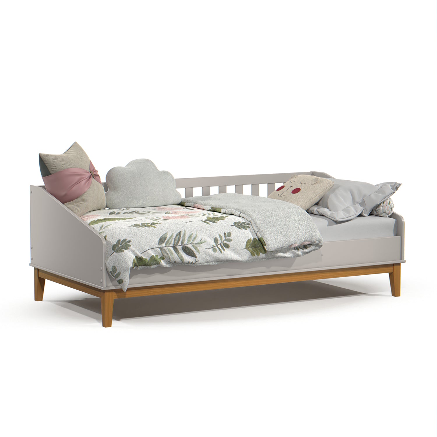 Cama 0.90 Tivoly Gris, Natural Almendra