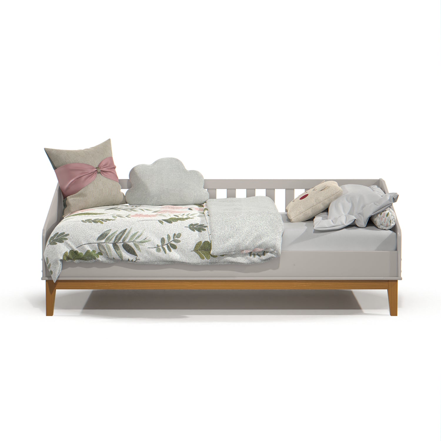 Cama 0.90 Tivoly Gris, Natural Almendra