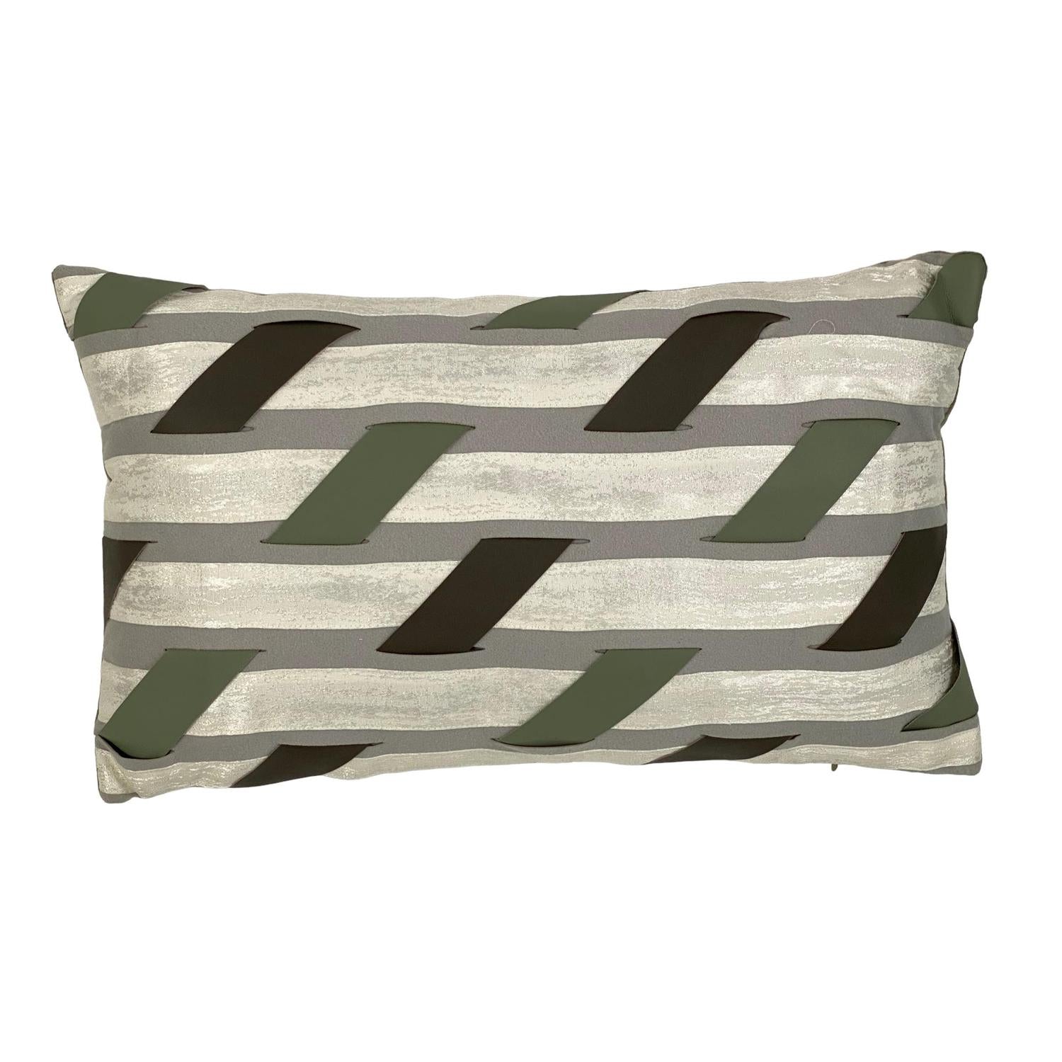 Cojin 30X50X15 Gris Verdoso Cinta Zigzag