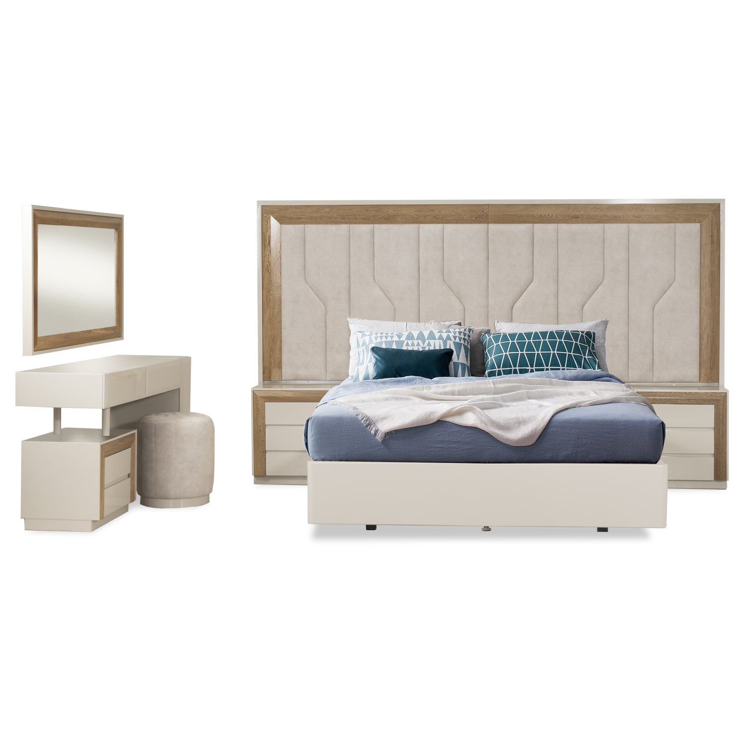 Alcoba Queen Barret Natural, Off White