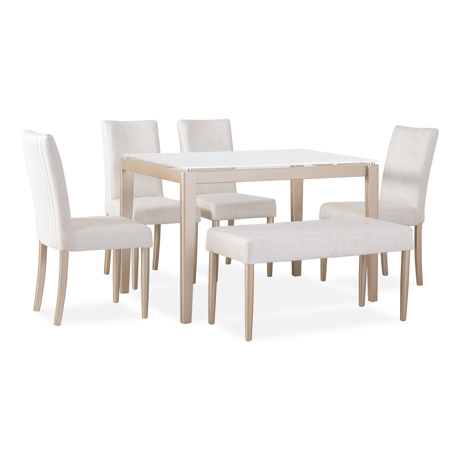Comedor 6 Puestos Adam Velvet Luxury Sand, Champaña