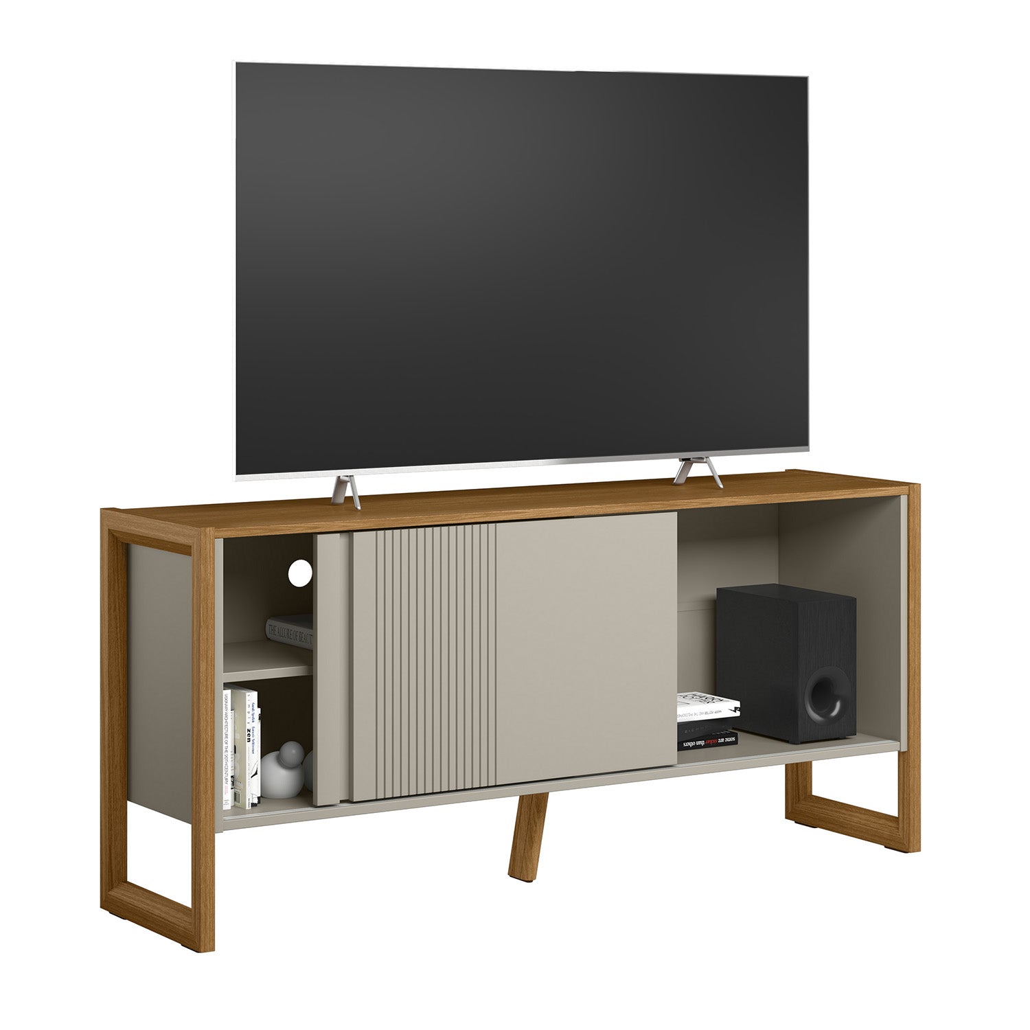 Mesa De Tv Ara Natural, Off White 140X65