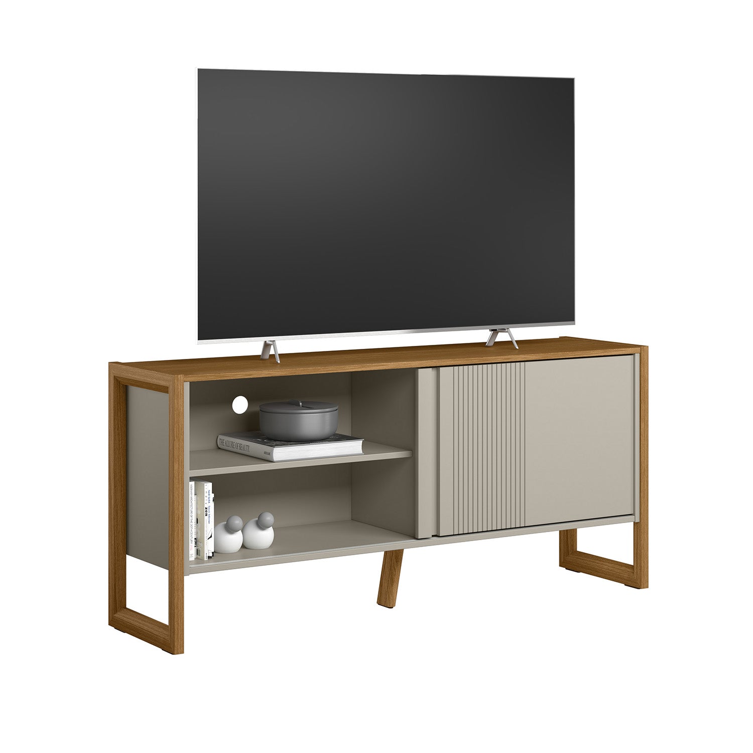 Mesa De Tv Ara Natural, Off White 140X65