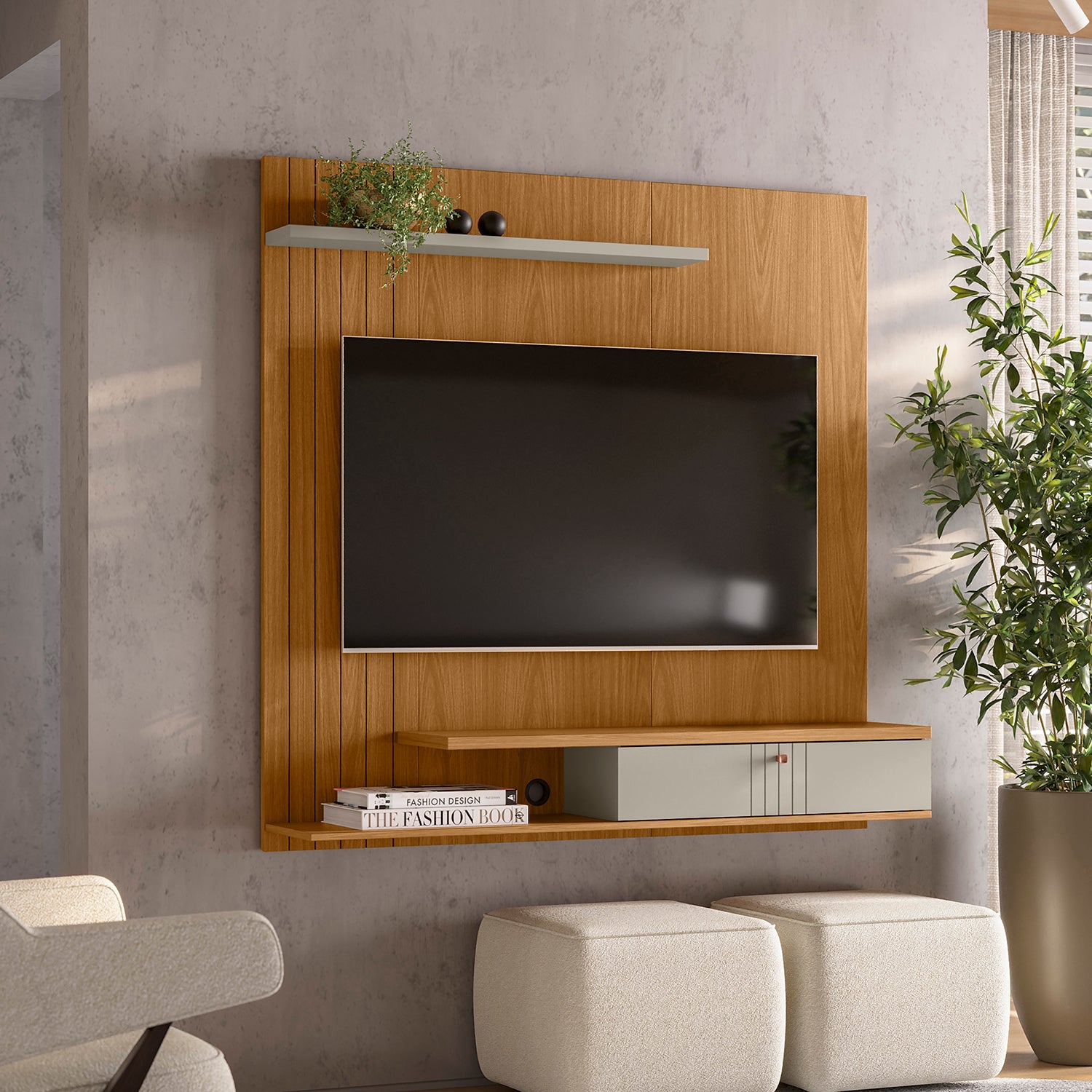Panel De Tv Vegas Natural, Off White 136X136