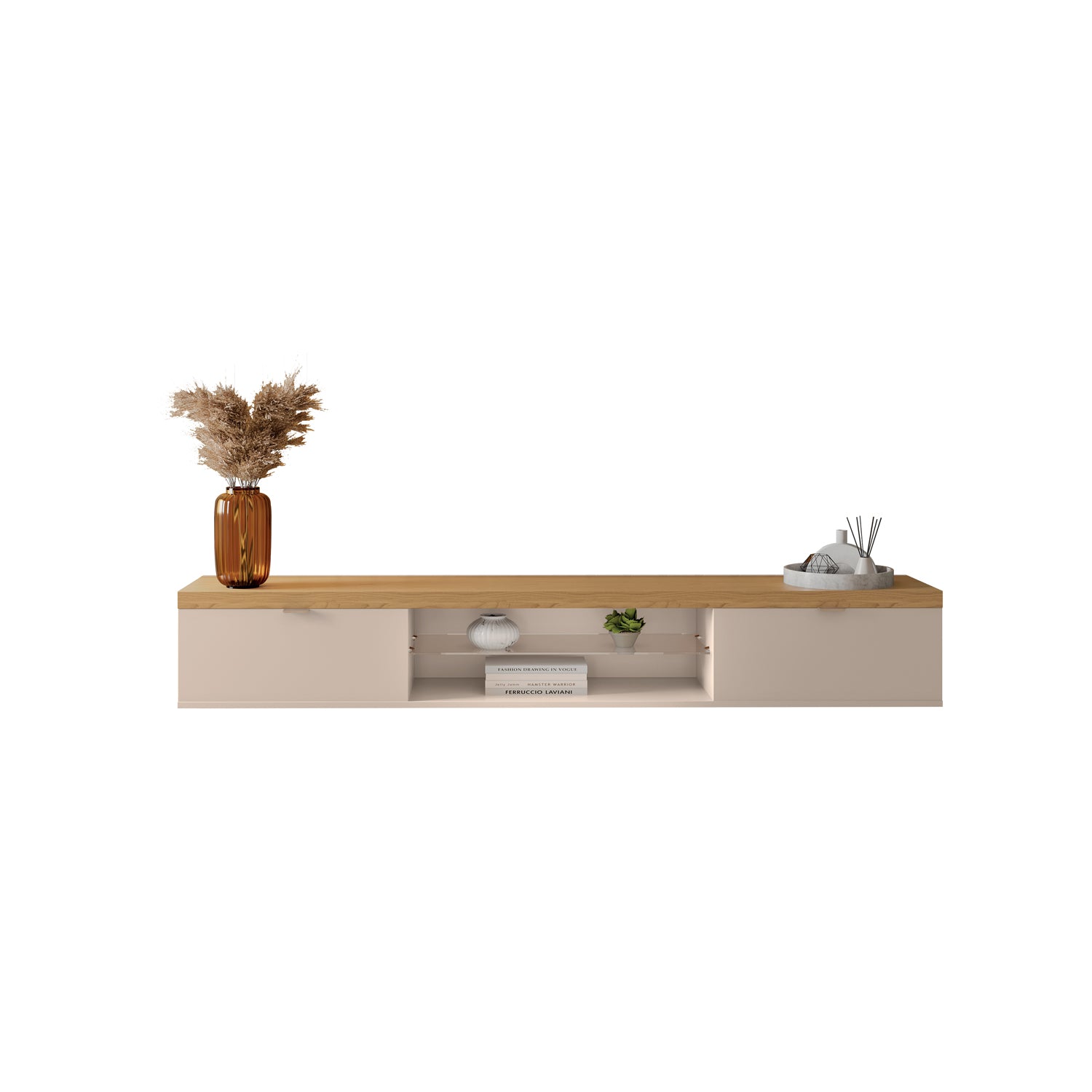 Mueble Tv Flotante Yara Natural, Offwhite