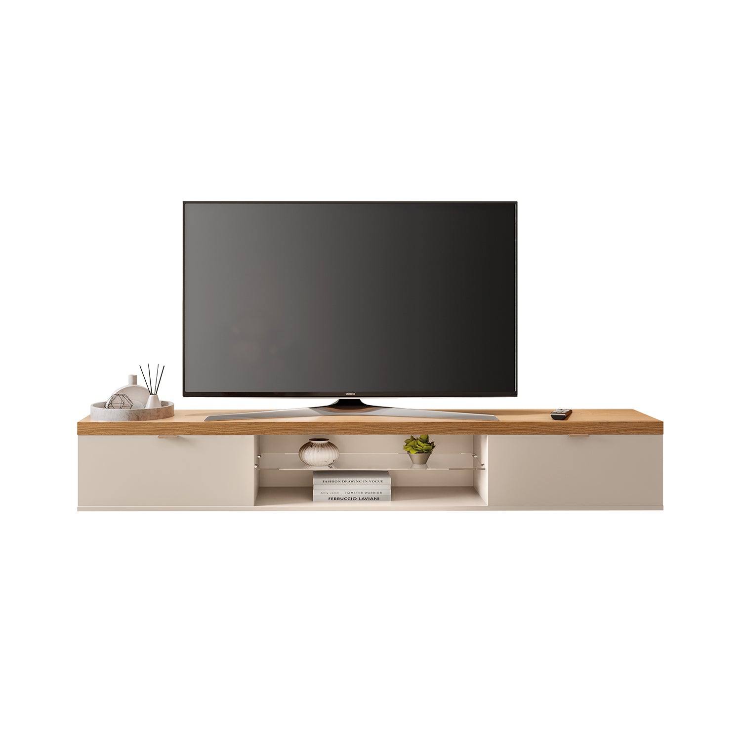 Mueble Tv Flotante Yara Natural, Offwhite