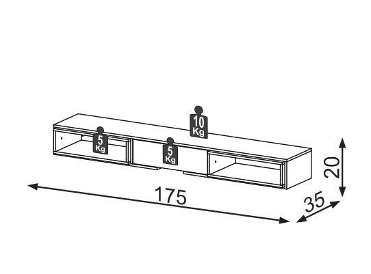 Mueble Tv Flotante Icaro 175Cm Natural, Off White