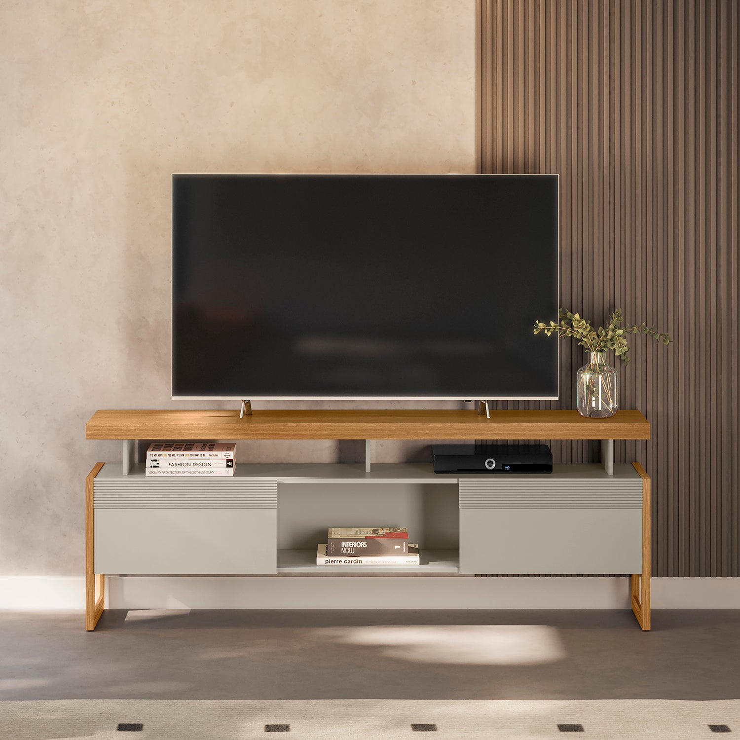 Mesa De Tv Adan Natural, Off White 180X66
