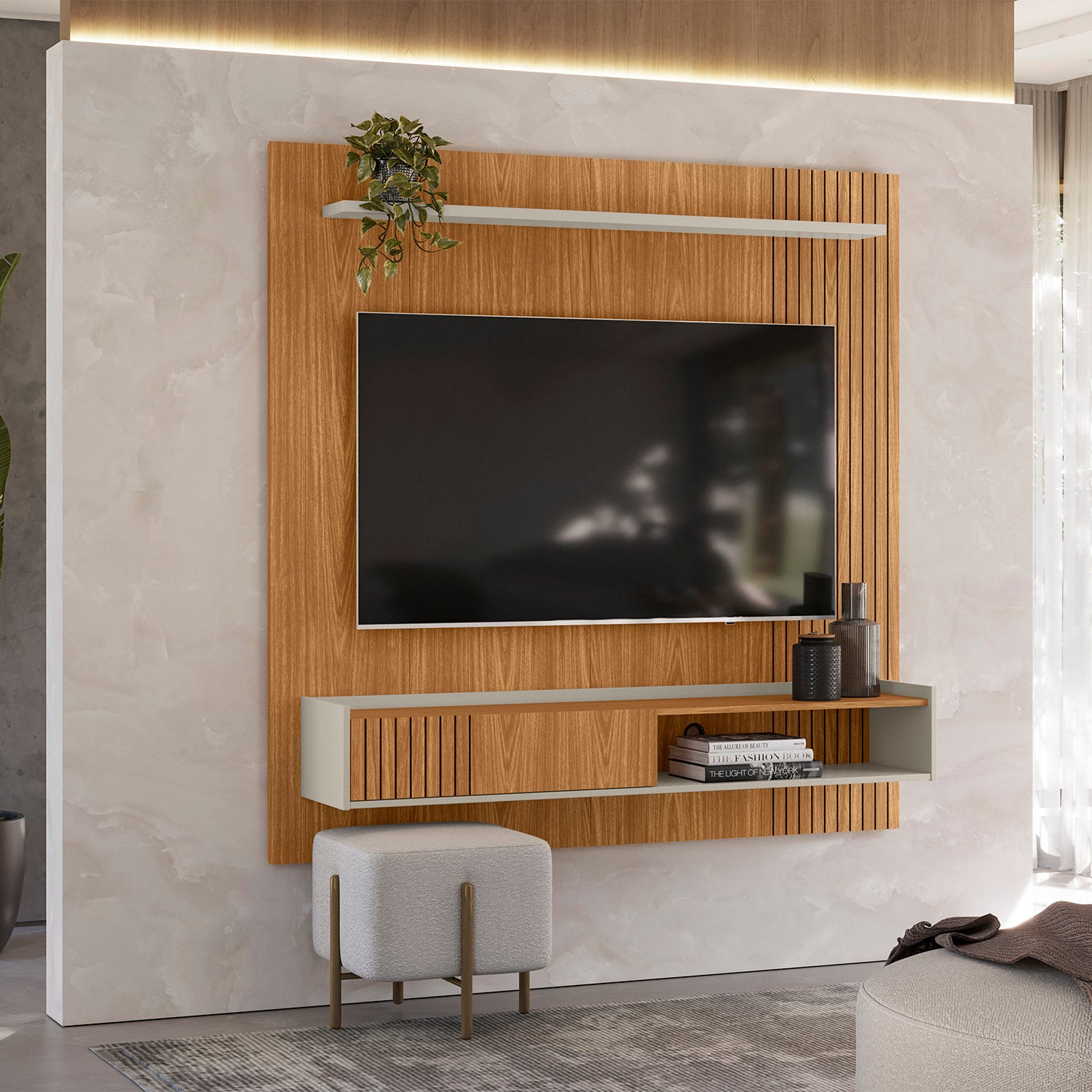 Panel De Tv Vera Natural, Off White 160X160