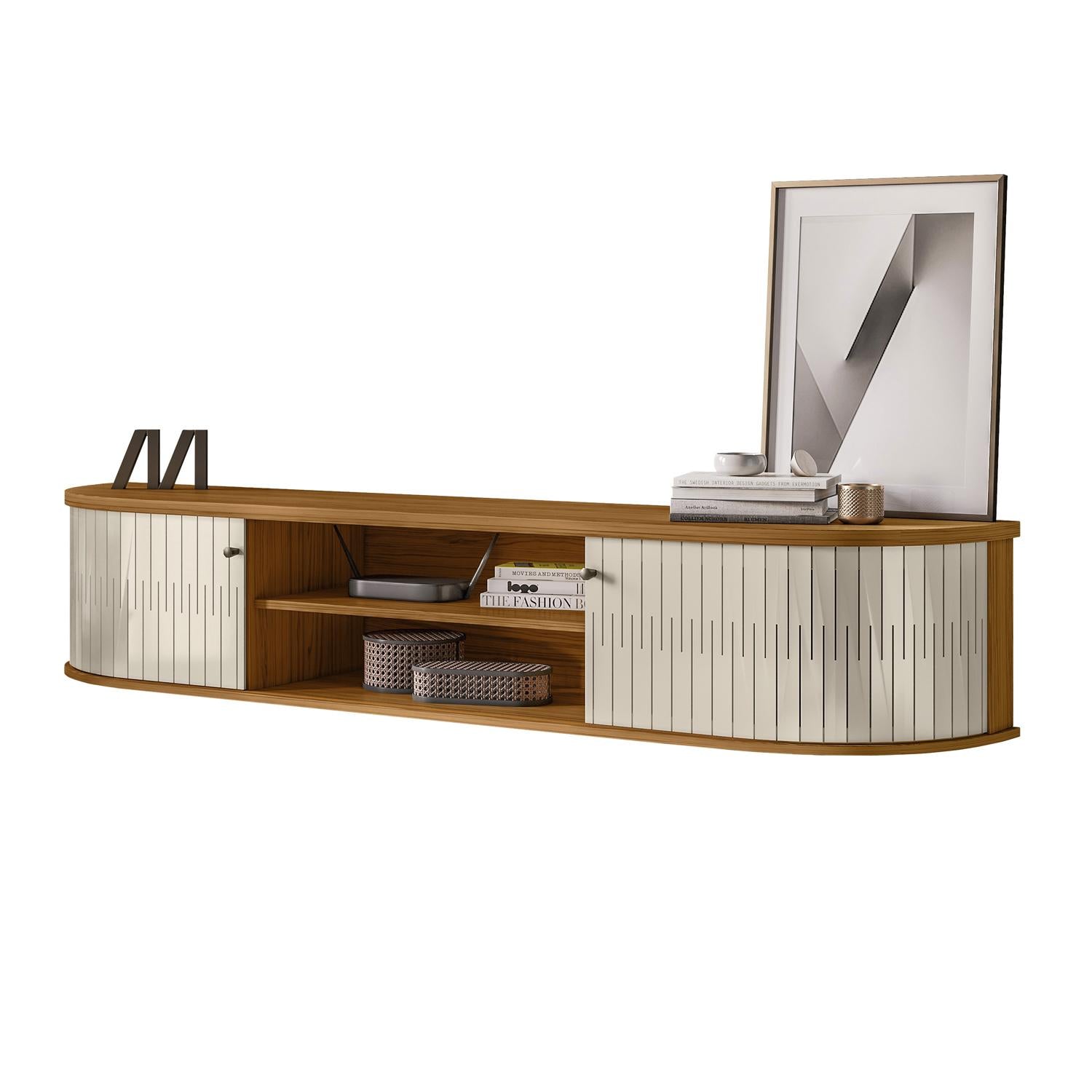 Mueble De Tv Flotante Porto 183 Natural, Off White