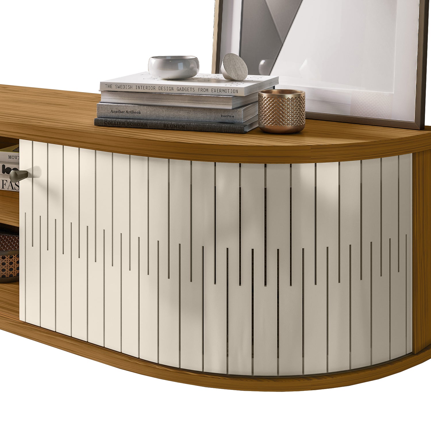 Mueble De Tv Flotante Porto 183 Natural, Off White