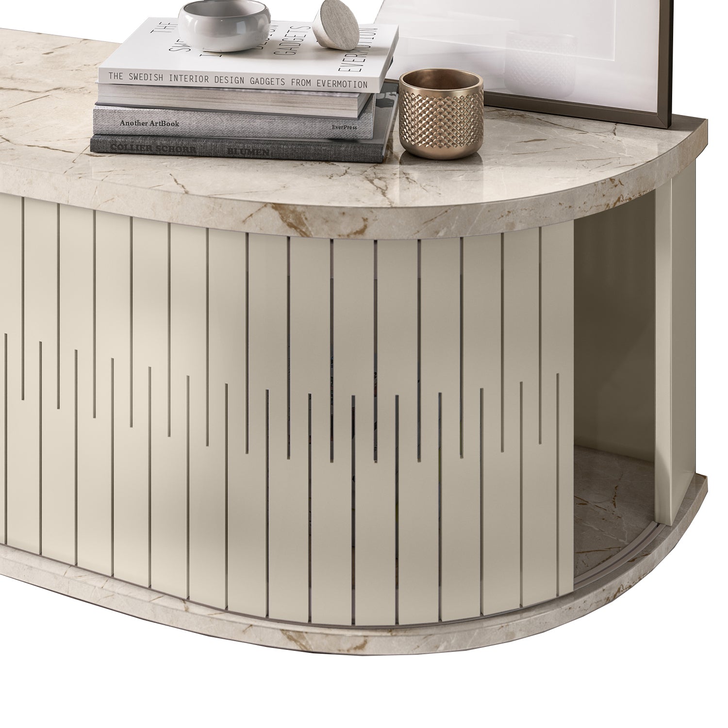 Mueble De Tv Flotante Porto 183 Off White, Marmol