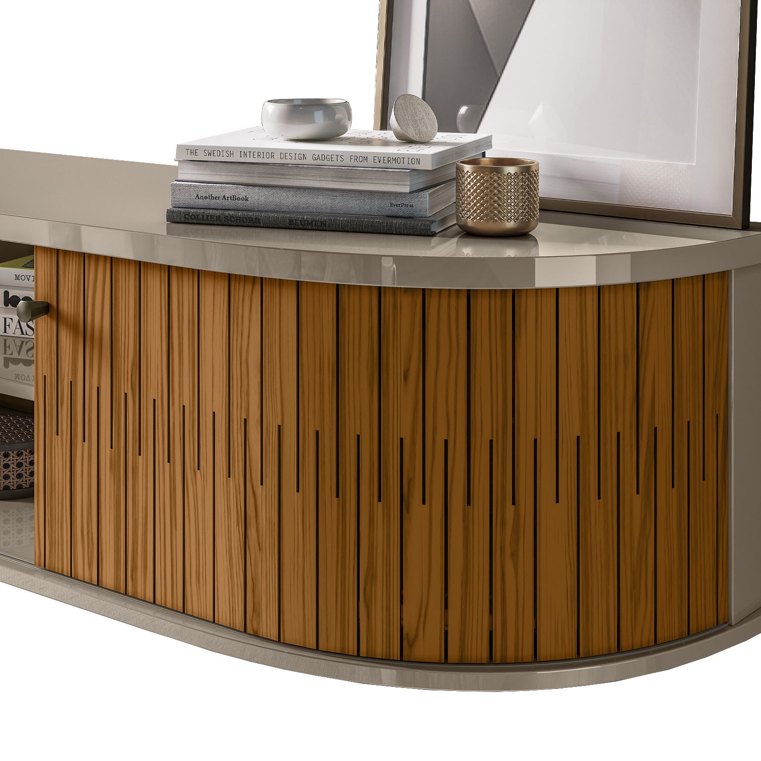 Mueble De Tv Flotante Porto 183 Gris, Almendra